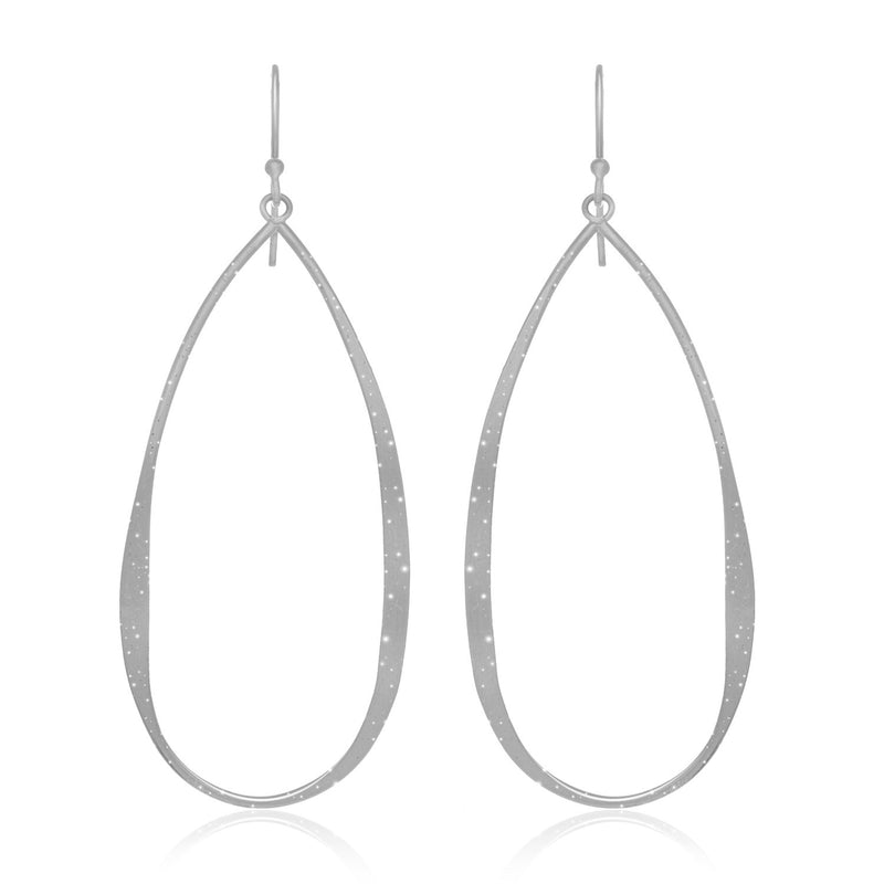 Sterling Silver Teardrop Shape Stardust Dangling Earrings