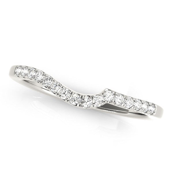 14K White Gold Curved Style Pave Diamond Wedding Ring (1/6 ct. tw.)