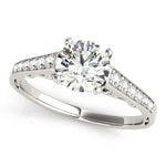 14K White Gold Cathedral Design Single Row Round Diamond Engagement Ring (1 1/4 ct. tw.)