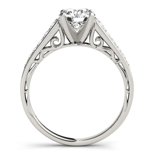 14K White Gold Cathedral Design Single Row Round Diamond Engagement Ring (1 1/4 ct. tw.)