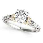 14K White And Yellow Gold Antique Style Round Diamond Engagement Ring (1 1/8 ct. tw.)