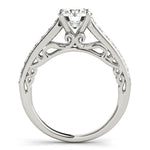 14K White Gold Unique Detailing Single Row Round Diamond Engagement Ring (1 1/3 ct. tw.)