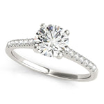 14K White Gold Round Single Row Scalloped Set Diamond Engagement Ring (1 1/8 ct. tw.)