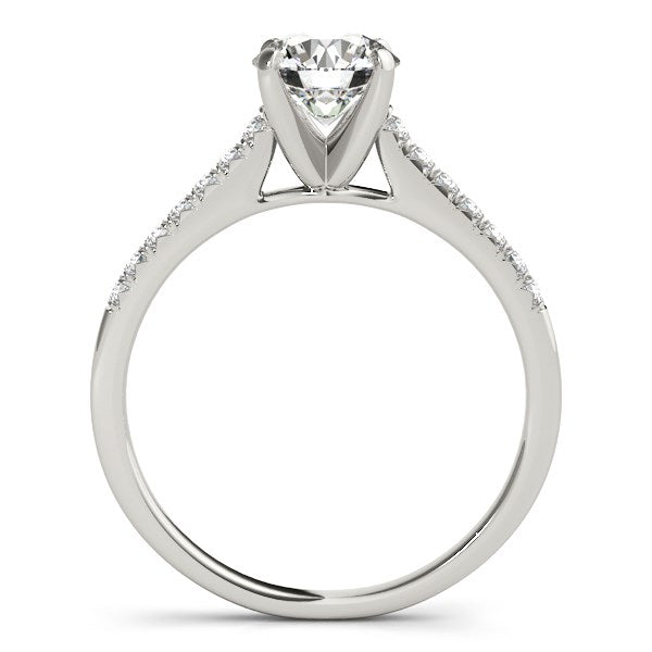 14K White Gold Round Single Row Scalloped Set Diamond Engagement Ring (1 1/8 ct. tw.)