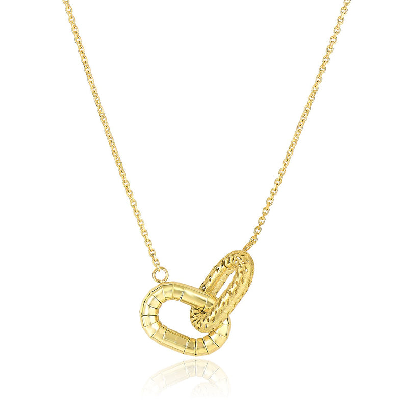 14K Yellow Gold Entwined Textured Oval Chain Necklace