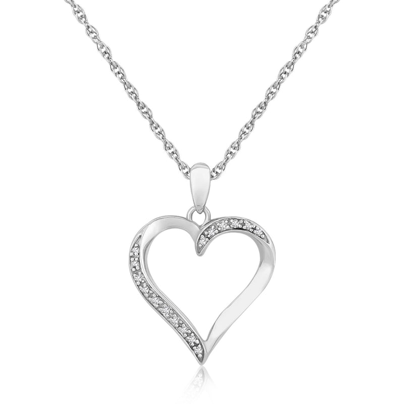 Sterling Silver Twisted Open Heart Diamond Accented Pendant (.04 ct t.w.)