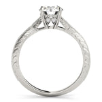 14K White Gold Prong Set Round Diamond Engagement Ring with Side Clusters (1 1/8 ct. tw.)