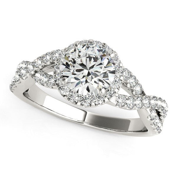 14K White Gold Round Entwined Split Shank Diamond Engagement Ring (1 1/2 ct. tw.)