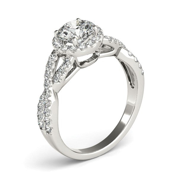 14K White Gold Round Entwined Split Shank Diamond Engagement Ring (1 1/2 ct. tw.)