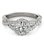 14K White Gold Round Entwined Split Shank Diamond Engagement Ring (1 1/2 ct. tw.)