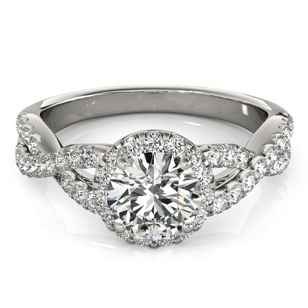 14K White Gold Round Entwined Split Shank Diamond Engagement Ring (1 1/2 ct. tw.)