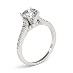 14K White Gold Round Diamond Engagement Ring With Single Row Graduated Band (1 3/4 ct. tw.)