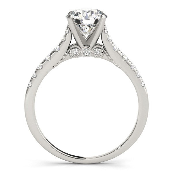 14K White Gold Round Diamond Engagement Ring With Single Row Graduated Band (1 3/4 ct. tw.)