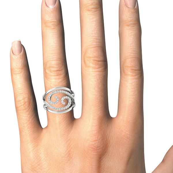 Swirl Design Diamond Ring in 14K White Gold (1/2 ct. tw.)