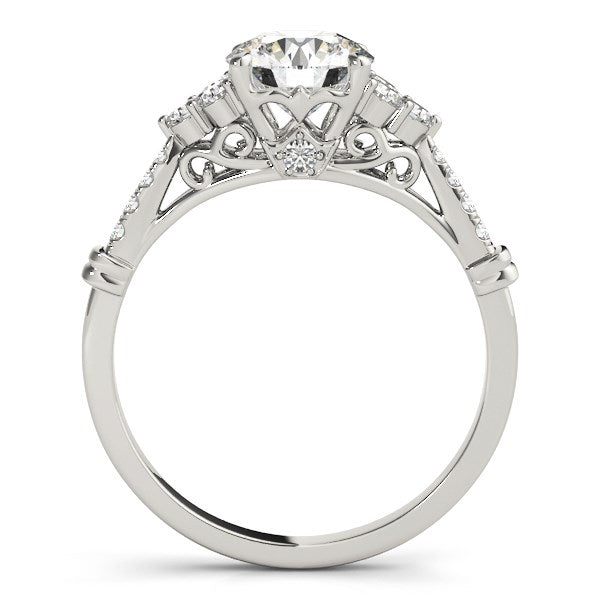 14K White Gold Side Clusters Round Diamond Engagement Ring (1 1/8 ct. tw.)