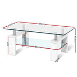 2 Tier Coffee Table Glass Stainless Steel - Pay 50% deposit & we deliver