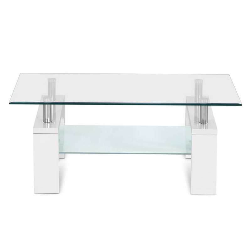 2 Tier Coffee Table Glass Stainless Steel - Pay 50% deposit & we deliver