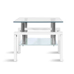 2 Tier Coffee Table Glass Stainless Steel - Pay 50% deposit & we deliver