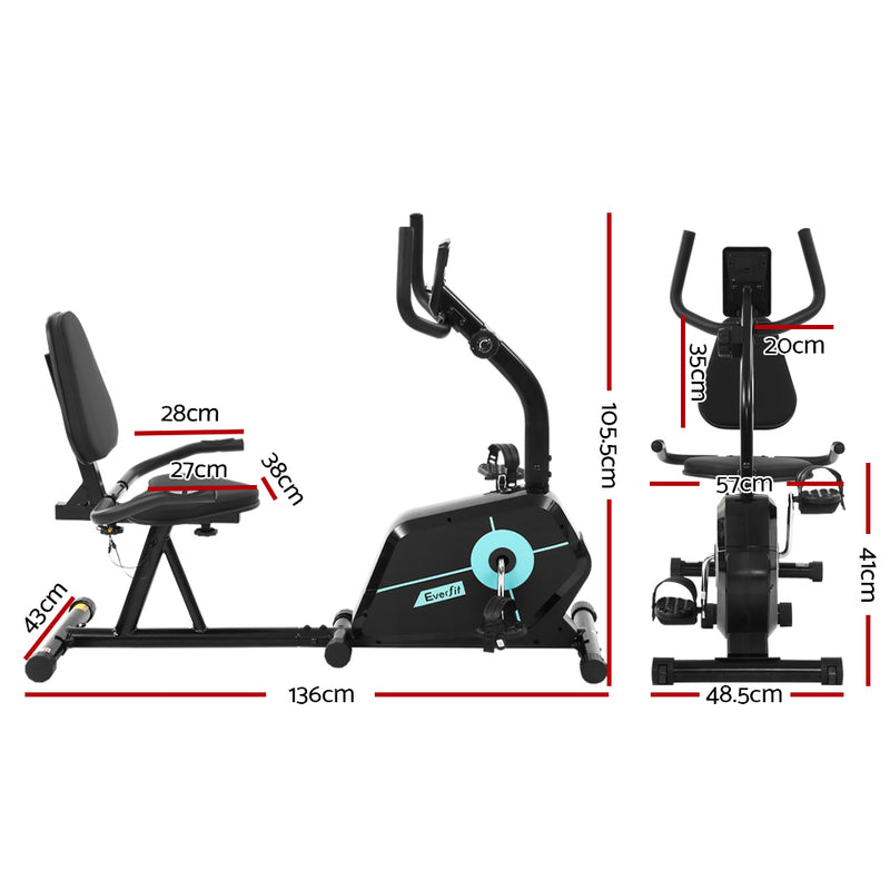 Everfit Magnetic Recumbent Exercise Bike Fitness Cycle Trainer Gym Equipment