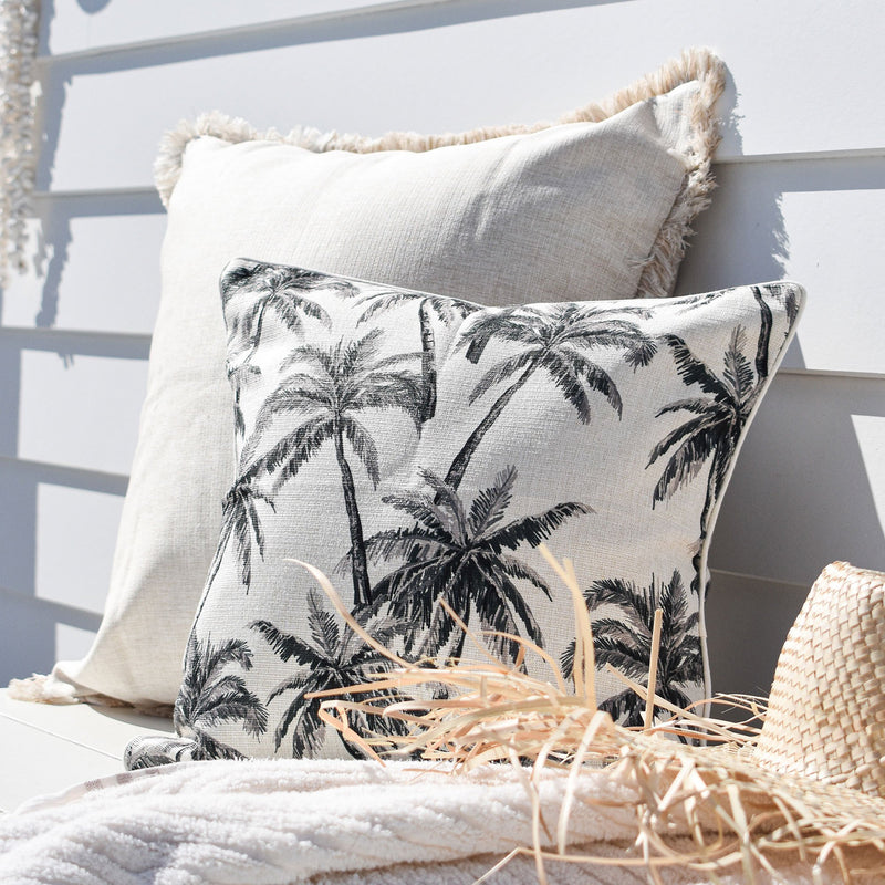 Cushion Cover-Coastal Fringe Natural-Solid Natural-60cm x 60cm