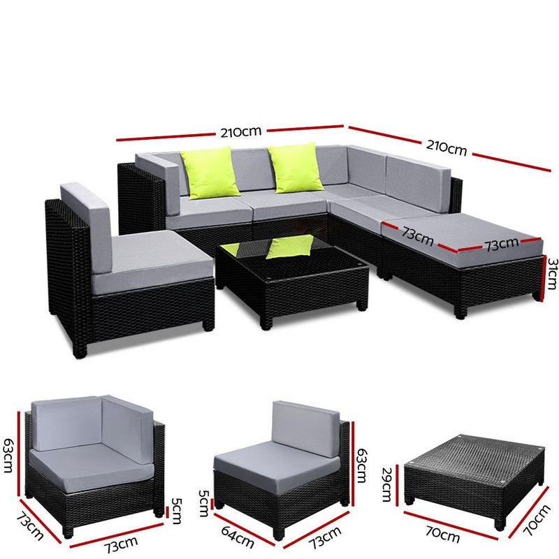 7PC Sofa Set Outdoor Furniture Lounge Setting Wicker Couches