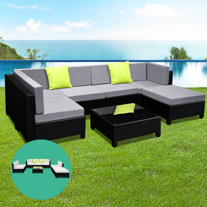 7PC Sofa Set Outdoor Furniture Lounge Setting Wicker Couches