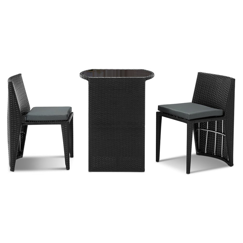 Gardeon 3 Piece PE Wicker Outdoor Table and Chair Set