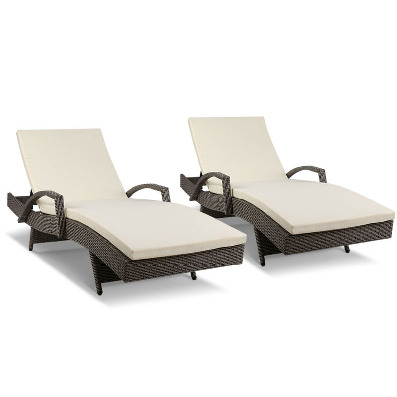 Gardeon Outdoor Sun Lounge Chair with Cushion- Grey