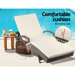 Gardeon Outdoor Sun Lounge Chair with Cushion- Grey