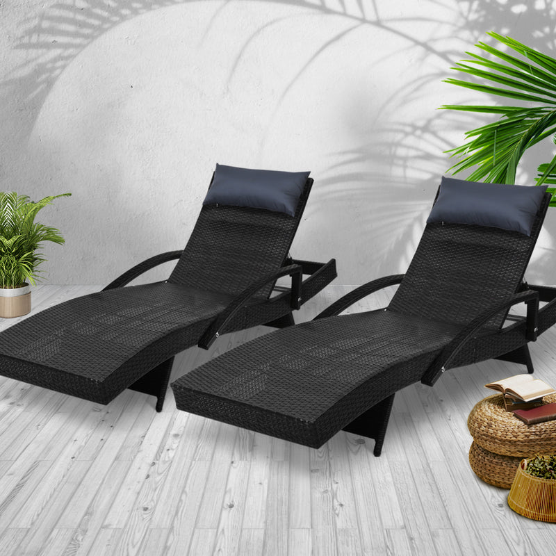 Lounge Setting Black Wicker Bed - Pay 50% deposit & we deliver