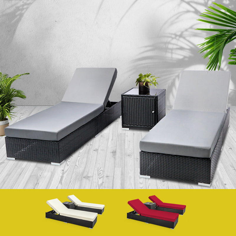 Outdoor Sun Lounge Wicker Lounger Setting