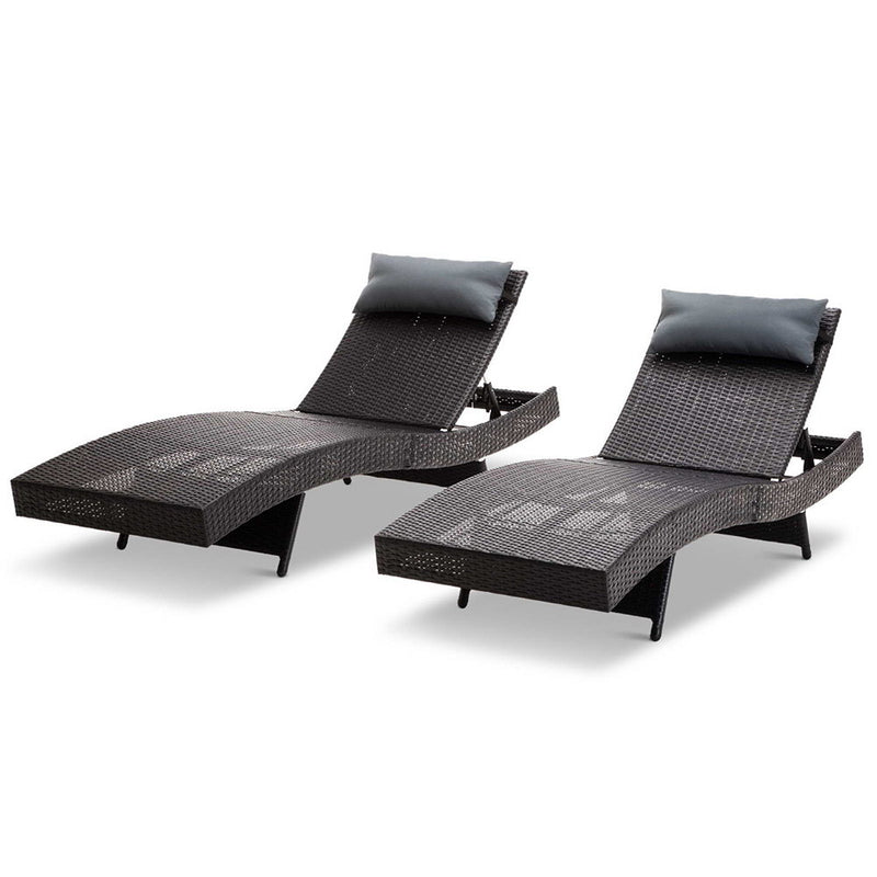 Gardeon Set of 2 Outdoor Wicker Sun Lounges