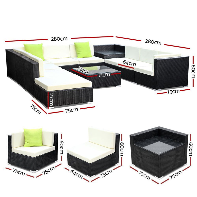 11PC Sofa with Storage Cover Wicker - Pay 50% & we deliver