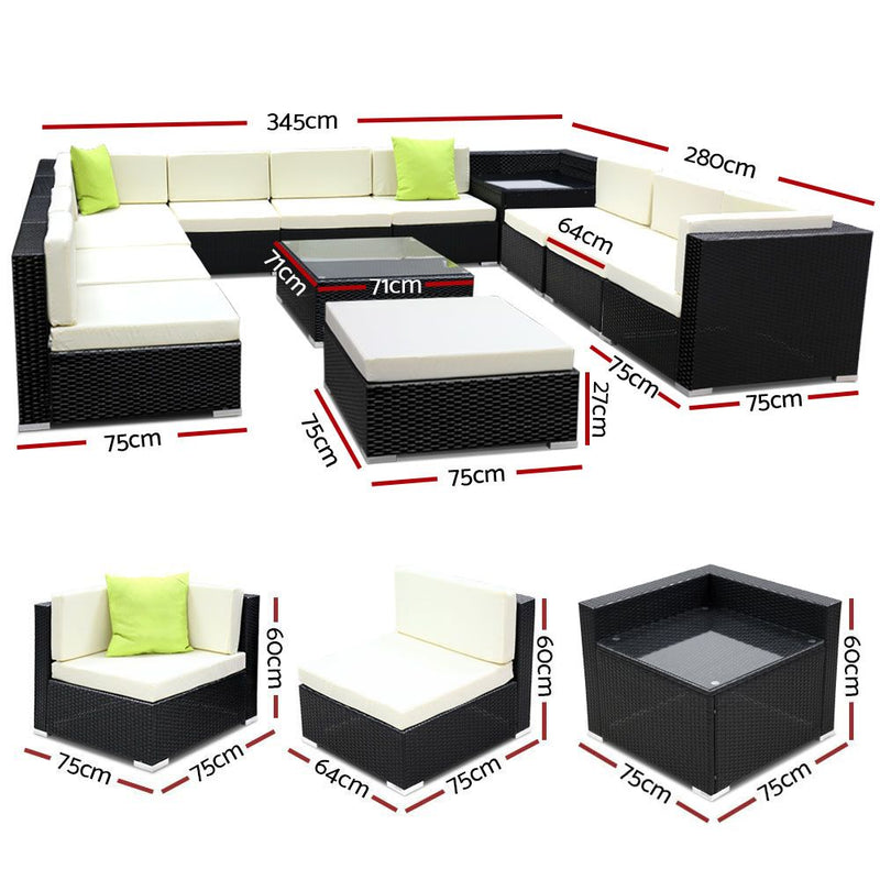 13PC Sofa Set with Storage Cover Wicker - Pay 50% deposit & we deliver