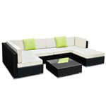 7PC Sofa Set with Storage Cover Outdoor Wicker