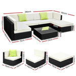 7PC Sofa Set with Storage Cover Outdoor Wicker