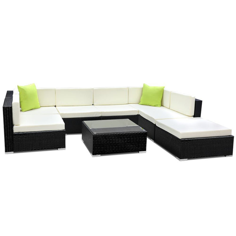 8PC Sofa Set with Storage Cover Outdoor Wicker