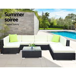 8PC Sofa Set with Storage Cover Outdoor Wicker