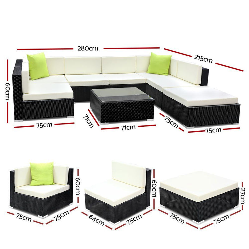 8PC Sofa Set with Storage Cover Outdoor Wicker