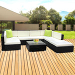 8PC Sofa Set with Storage Cover Outdoor Wicker