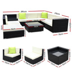 9PC Sofa Set with Storage Cover Outdoor Wicker