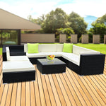 9PC Sofa Set with Storage Cover Outdoor Wicker