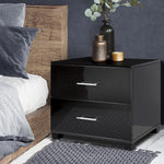 High Gloss Two Drawers Bedside Table - Pay 50% deposit & we deliver