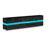 Artiss TV Cabinet Entertainment Unit Stand RGB LED Gloss Furniture 177cm Black