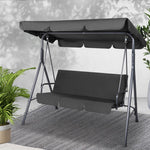 Gardeon 3 Seater Outdoor Canopy Swing Chair - Black