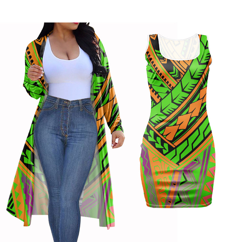 Beautiful Tribal Polynesian 2 Piece Clothing Set