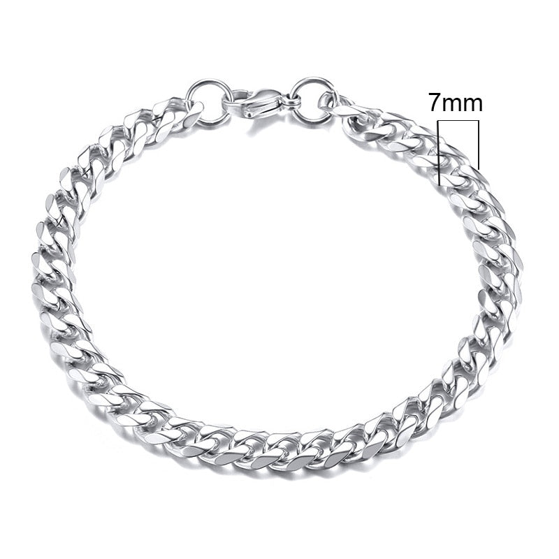 Unisex Simple 3-11mm Cuban Chain Bracelets