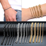 Unisex Simple 3-11mm Cuban Chain Bracelets