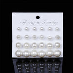 12 Pairs Flower Women'S Earrings Set Pearl Crystal Stud