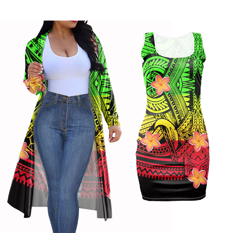 Beautiful Tribal Polynesian 2 Piece Clothing Set